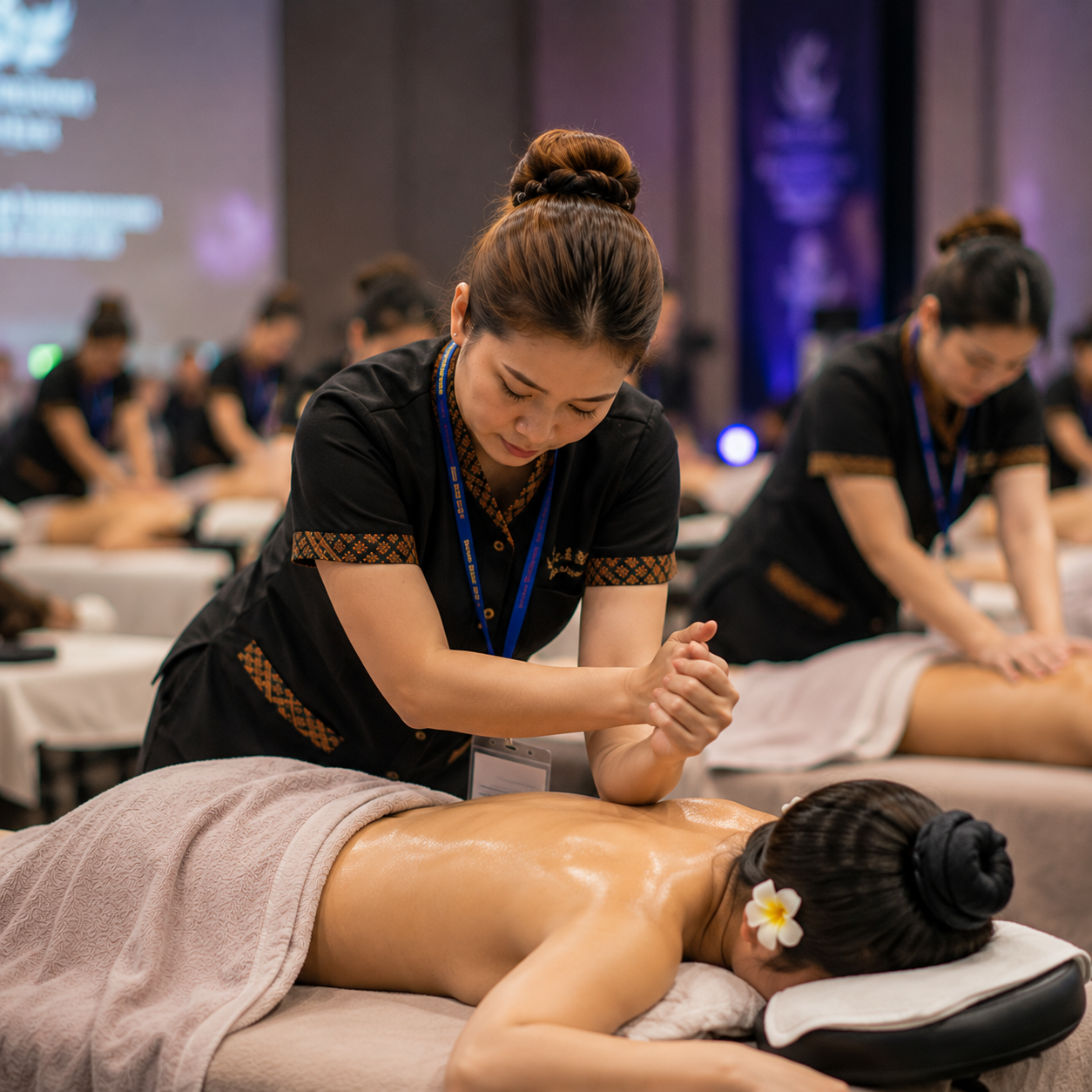 Professional massage masterclass participant